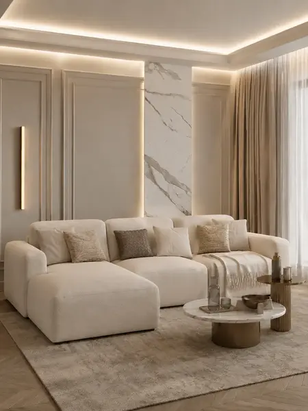 Ekskluzywny narożnik, nowoczesny, designerski, sofa narożna MODERNO z widokiem na detal szuflad. Perfekcyjne wykończenie mebli na zamówienie od Primavera Home.