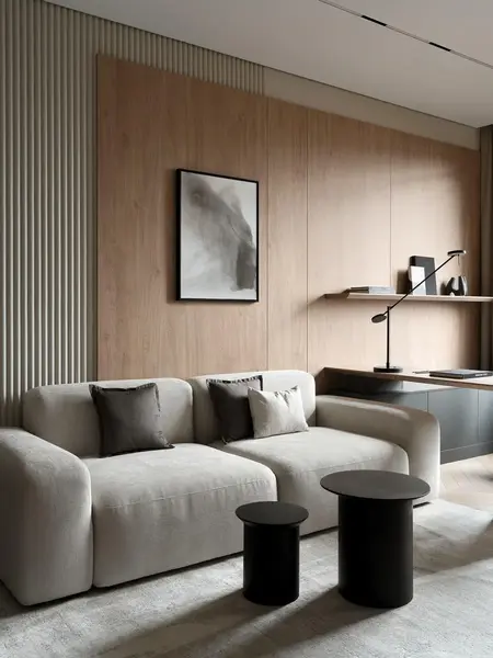 Luksusowa nowoczesna sofa rozkładana do salonu MODERNO w aranżacji całego salonu. Aranżacja nowoczesnego wnętrza od Primavera Home.