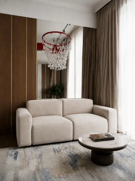 Luksusowa nowoczesna sofa rozkładana do salonu MODERNO z ukosa, dająca pełny obraz formy i kształtu. Ekspozycja w salonie od Primavera Home.