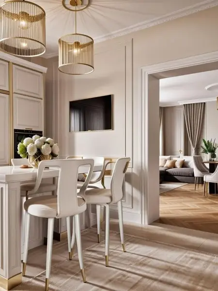 Zbliżenie na materiał obicia Hokera Glamour PALACE Beżowy Biały, prezentujący jego jakość. Ekspozycja w salonie od Primavera Home.
