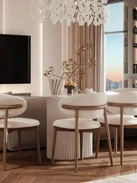 Designerskie Krzesło Drewniane Olivia – Nowoczesne widok poprzeczny. Detal wykończenia od Primavera Home.