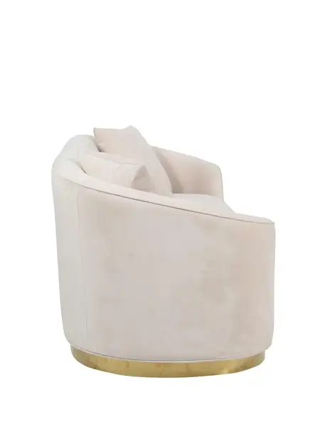 Sofa Beżowa Glamour Aksamitna FLORENCE Złote Nogi — aranżacja wnętrza. Primavera Home.