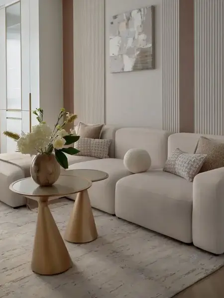 Ekskluzywny narożnik, nowoczesny, designerski, sofa narożna MODERNO jako centralny element w nowoczesnym salonie. Zrealizowane przez Primavera Home.