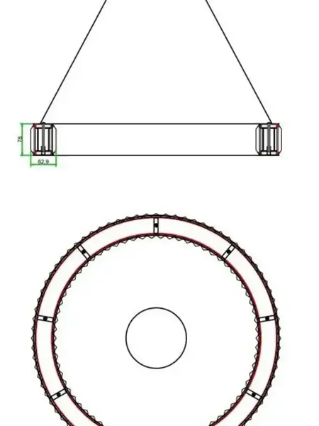 Żyrandol Kryształowy Ring Złoty Eclipse — aranżacja wnętrza. Primavera Home.