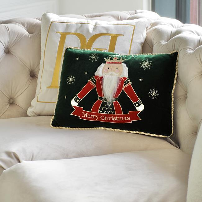 Christmas decoration pillow with Nutcracker green red 