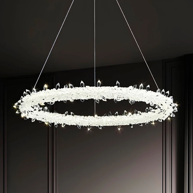 Glamorous lamp ICE XS crystal led ceiling round, ring, chandelier, modern silver 