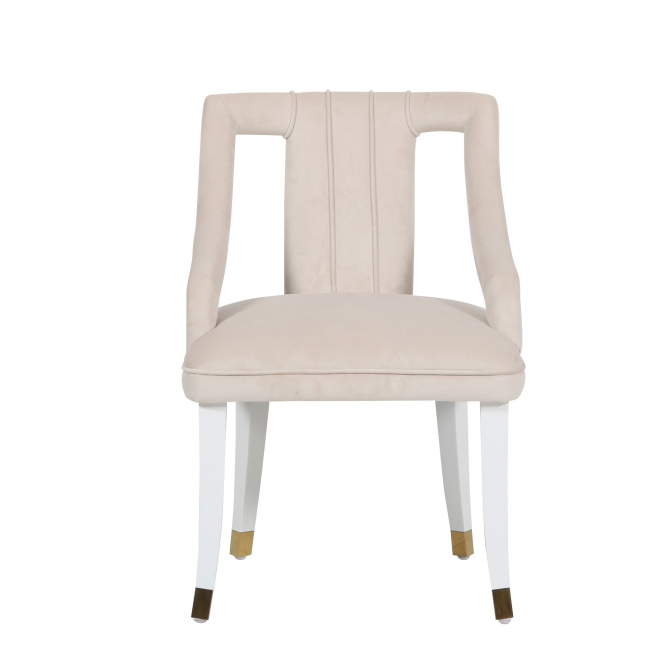 Exclusive glamorous dining chair, beige, white PALACE 