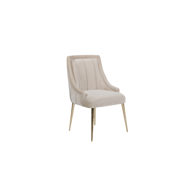 Exclusive glamor dining chair, straight legs, beige, gold DIANA 