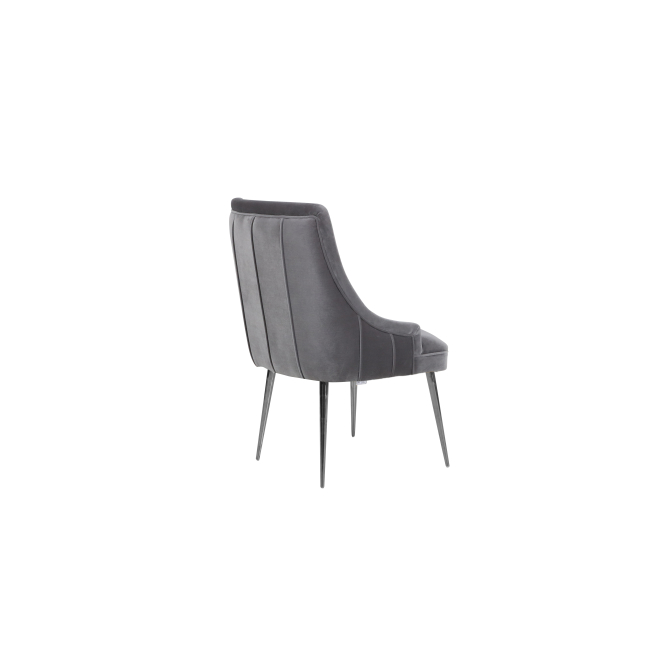 Exclusive glamor dining chair, straight legs, gray, silver DIANA 