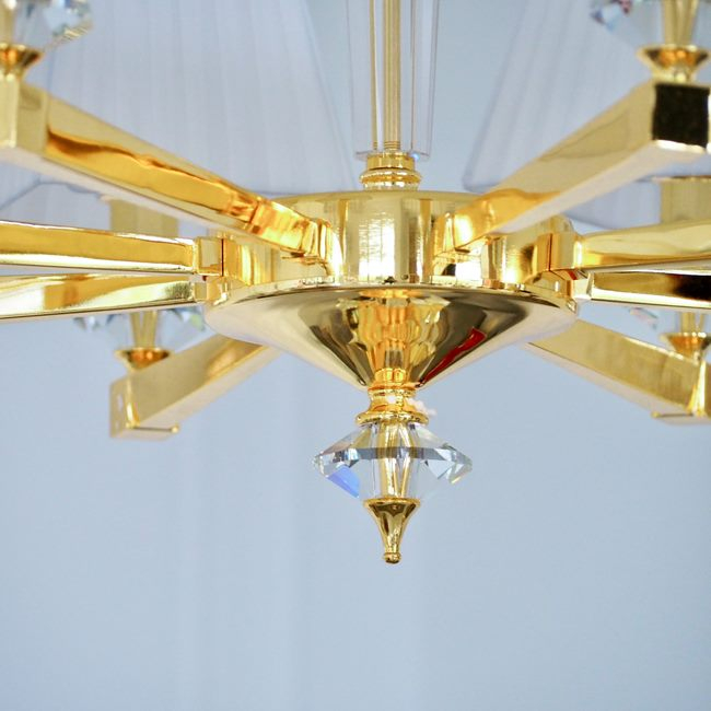 Glamorous ELEGANZA chandelier 80 cm classic crystal, luxurious with white shades gold OUTLET 