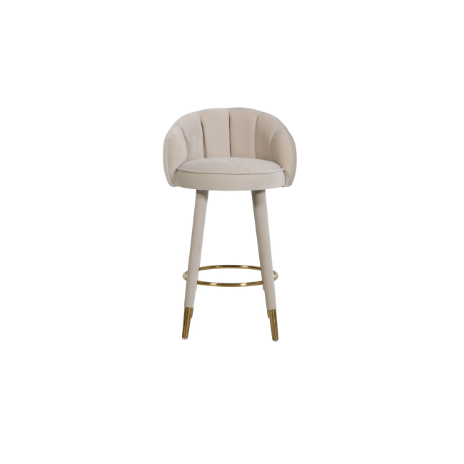 Upholstered glamor stool for dining room, bar, island beige gold DIANA 