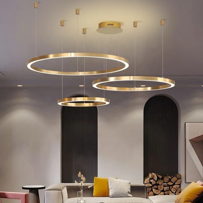 GALASSIA LED-Glamourlampe, rund, glänzender Ring, verstellbar, modern, Loft für das goldene Wohnzimmer OUTLET 