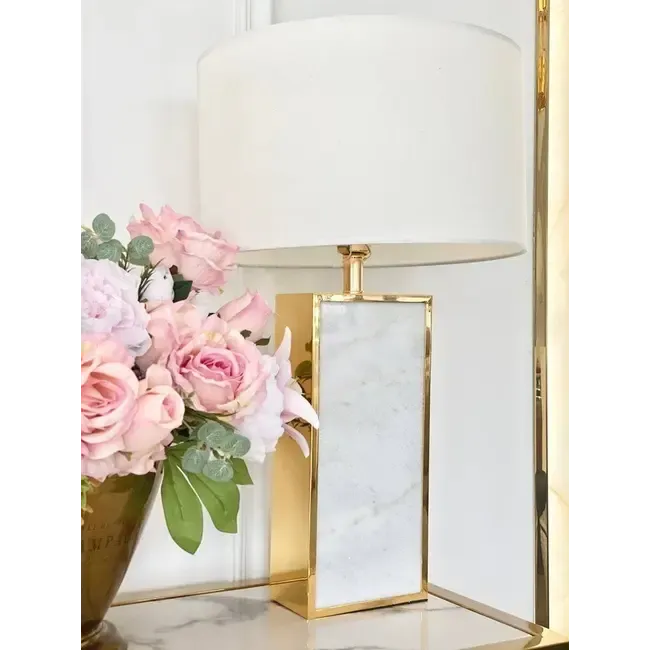 Glamorous table lamp, classic, modern, hamptons, rectangular with white shade gold VERONICA OUTLET 