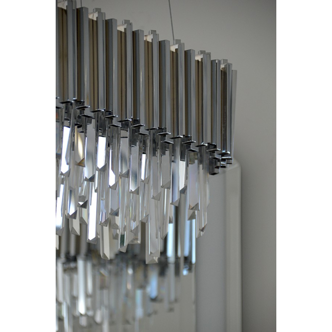 Glamorous EMPIRE chandelier 90 cm crystal luxury elongated for dining room pendant lamp, silver OUTLET 