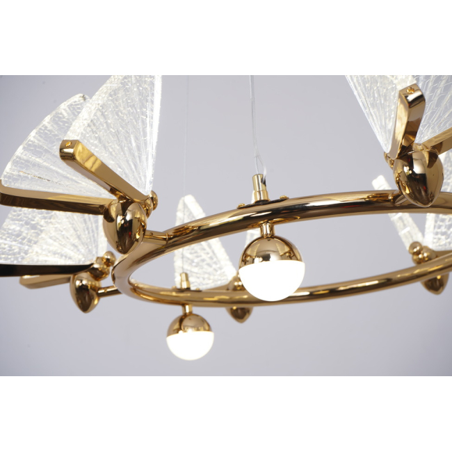 Crystal chandelier MOTYL glamour, gold, designer, exclusive in a modern style, round pendant lamp 