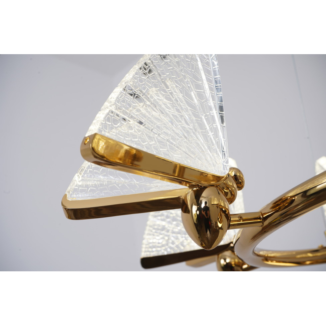 Crystal chandelier MOTYL glamour, gold, designer, exclusive in a modern style, round pendant lamp 