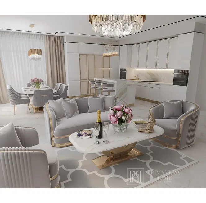 ORIGINAL COMBINATION OF GREY AND GOLD IN A LUXURY APARTMENT