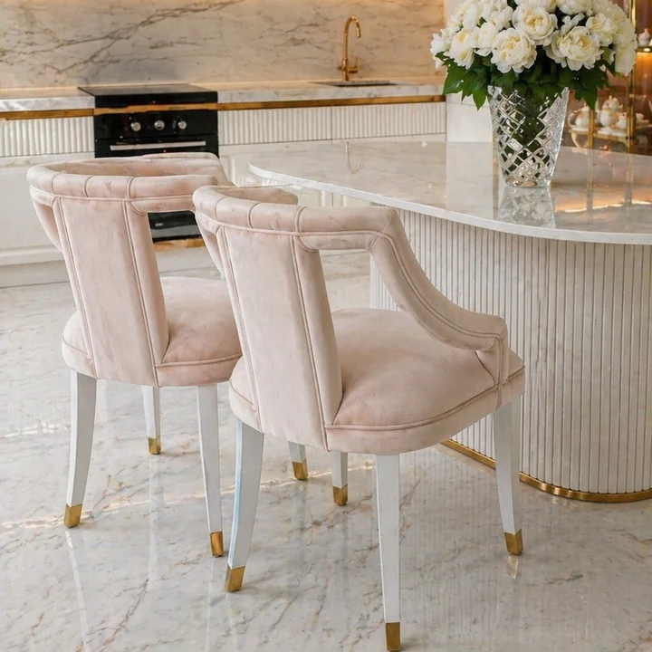 Krzesło beżowe złote do jadalni glamour PALACE