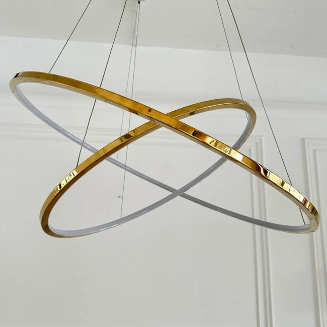 Nowoczesna lampa sufitowa wisząca pierścień złota LED GALASSIA M 60 i 80 cm