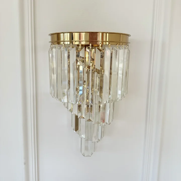 Kinkiet kryształowy, złoty, glamour, lampa ścienna DIAMOND