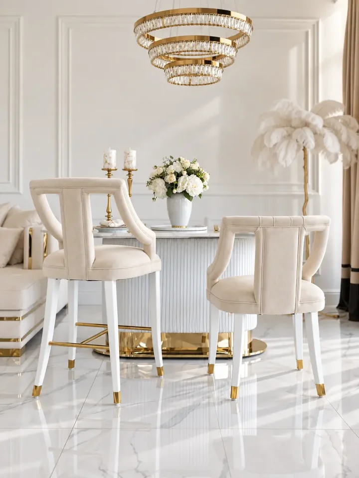 Hoker Glamour PALACE Beżowy Biały z perspektywy bocznej. Meble na zamówienie od Primavera Home.