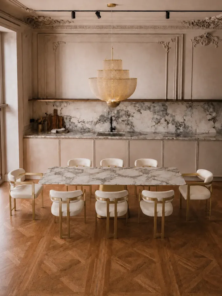 Stół w Stylu Włoskim BELISSIMA z detalem nóg. Detal wykończenia od Primavera Home.