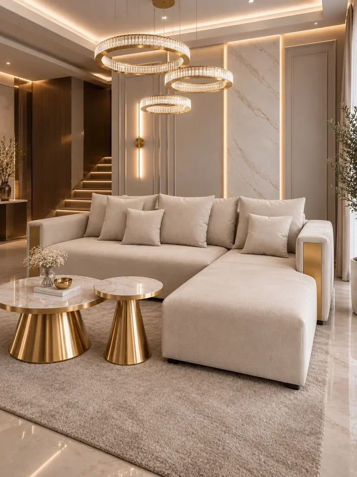 Sofa na tle świetlistego okna, tworząca przyjemną atmosferę. Ekspozycja w salonie od Primavera Home.