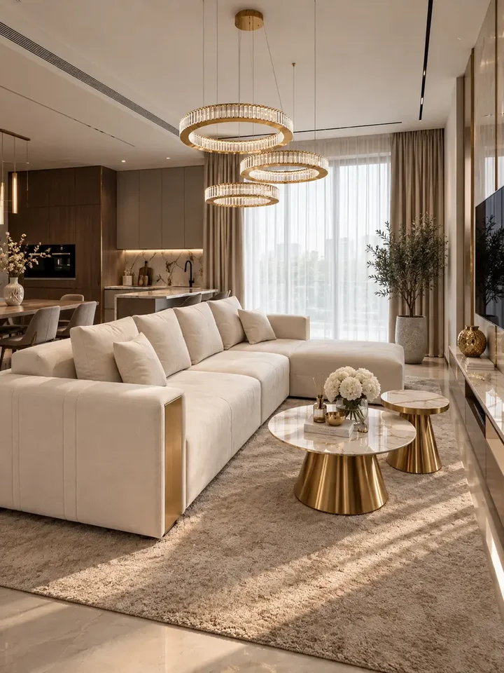 Sofa przedstawiona w widoku diagonalnym, podkreślającym jej design. Ekspozycja w salonie od Primavera Home.