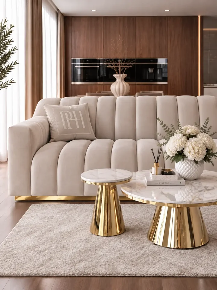 Sofa LONDON Beżowa widziana w kształcie L. Meble na zamówienie od Primavera Home.