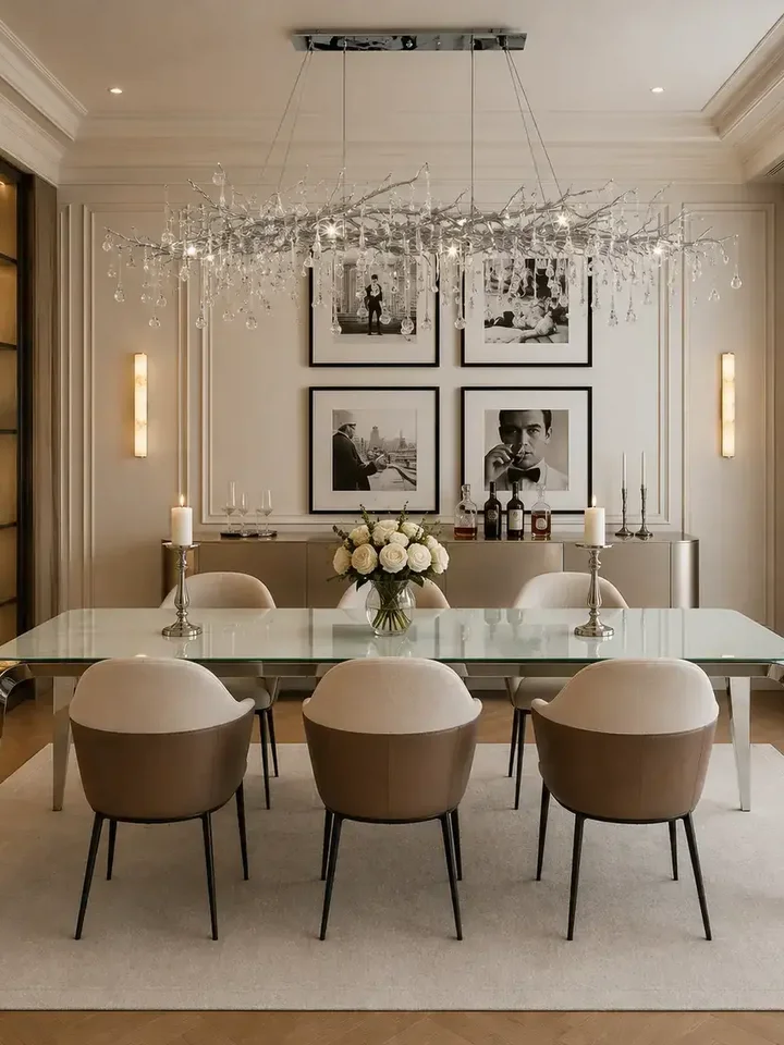 Szczegółowy detal stolika designerskiego glamour ze szklanym blatem, stalowego, nowoczesnego, srebrnego ELITE, który charakteryzuje się oryginalnością w wykonaniu od Primavera Home.