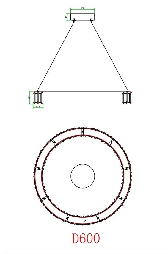 Perspektywa Żyrandola Kryształowego Ring Złoty Eclipse, ukazująca jego wyjątkowy design od Primavera Home.