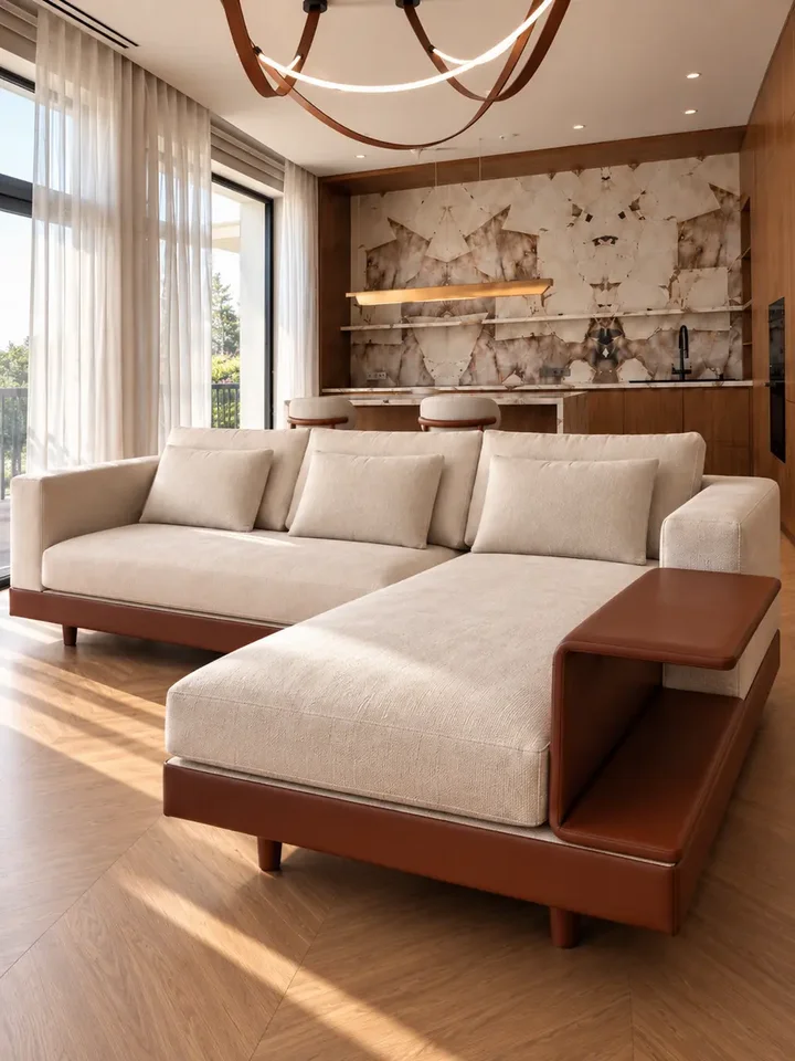 Sofa NAPOLEONE w jasnym wnętrzu, idealna do nowoczesnego salonu. Meble na zamówienie od Primavera Home.