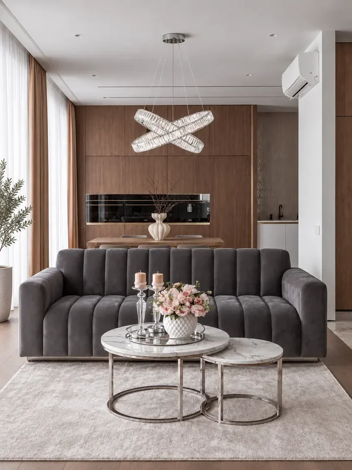 Sofa LONDON Nowoczesna w widoku z góry, ukazująca jej kształt i funkcjonalność. Meble na zamówienie od Primavera Home.