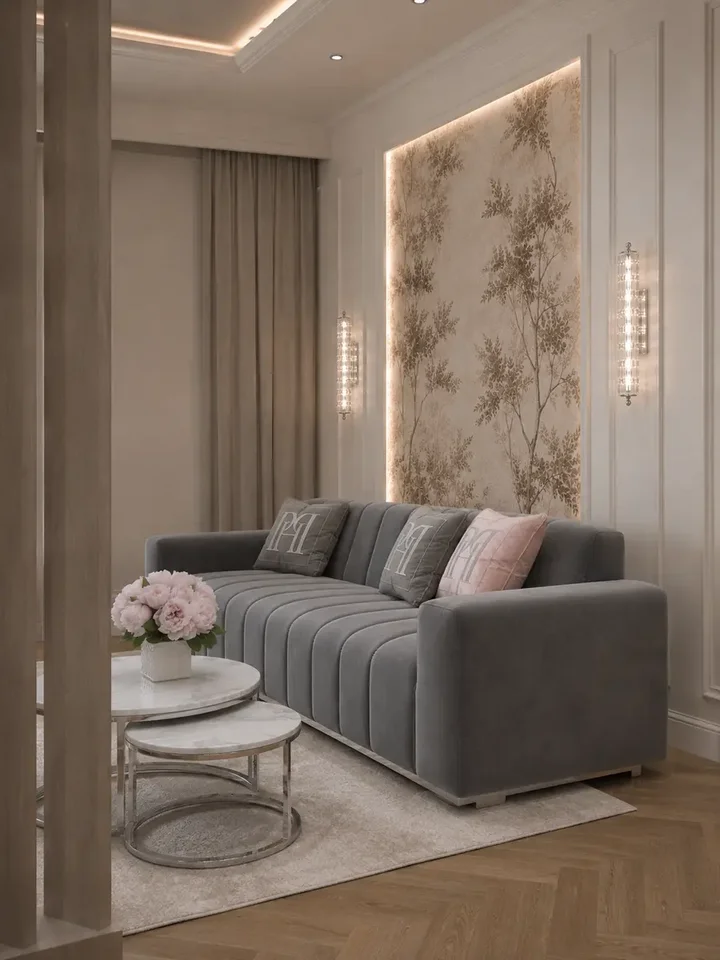 Sofa LONDON Nowoczesna w ujęciu od tyłu, prezentująca elegancką formę. Ekspozycja w salonie Primavera Home.