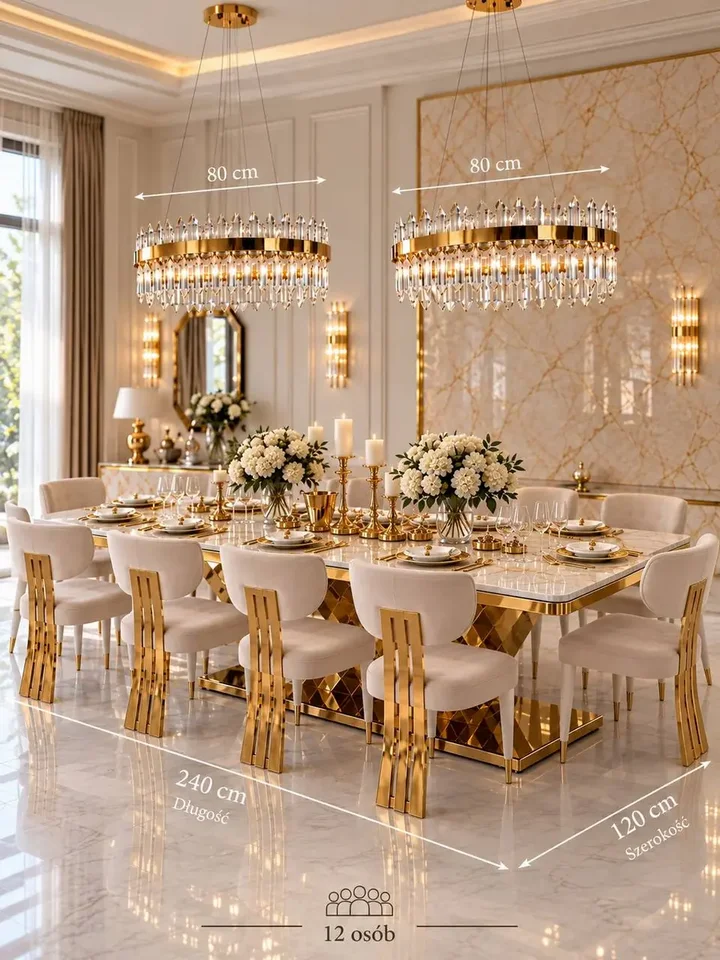 Zestaw w eleganckim showroomie, prezentujący wyjątkowy styl glamour od Primavera Home.