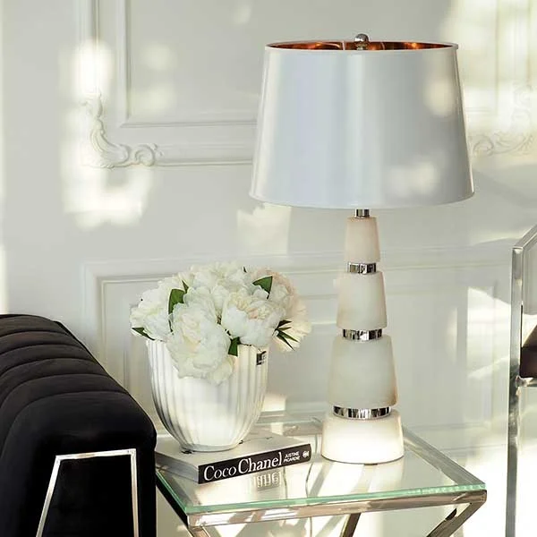 Lampa stołowa glamour marmur