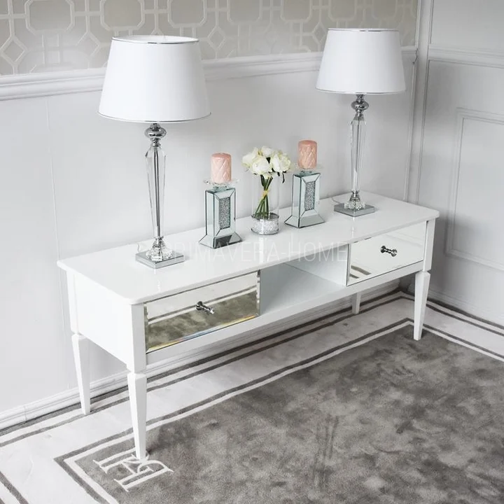komoda rtv glamour lustrzana biała