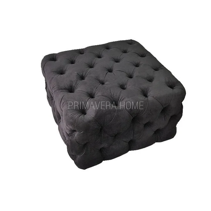 Czarna pikowana pufa glamour