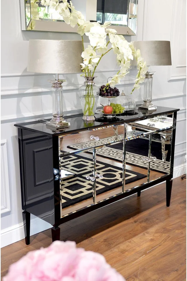komoda glamour drewniana lustrzana