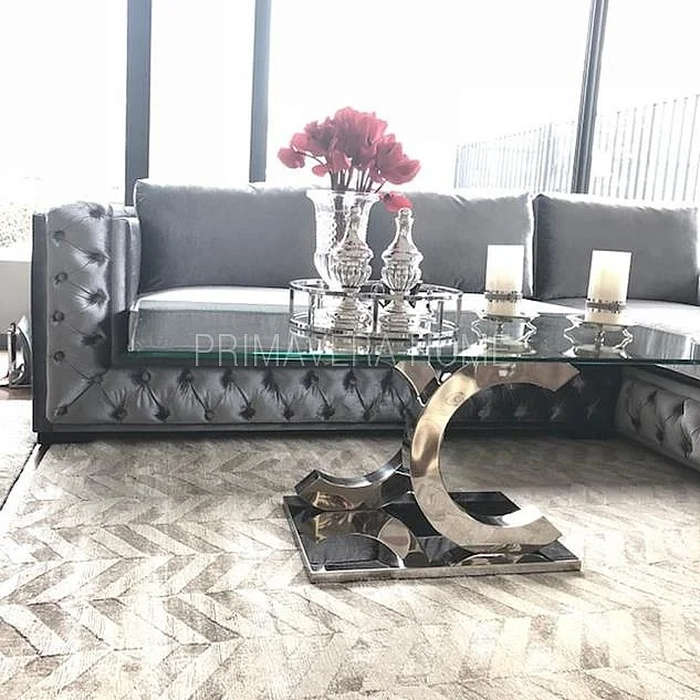 sofa glamour narożna pikowana