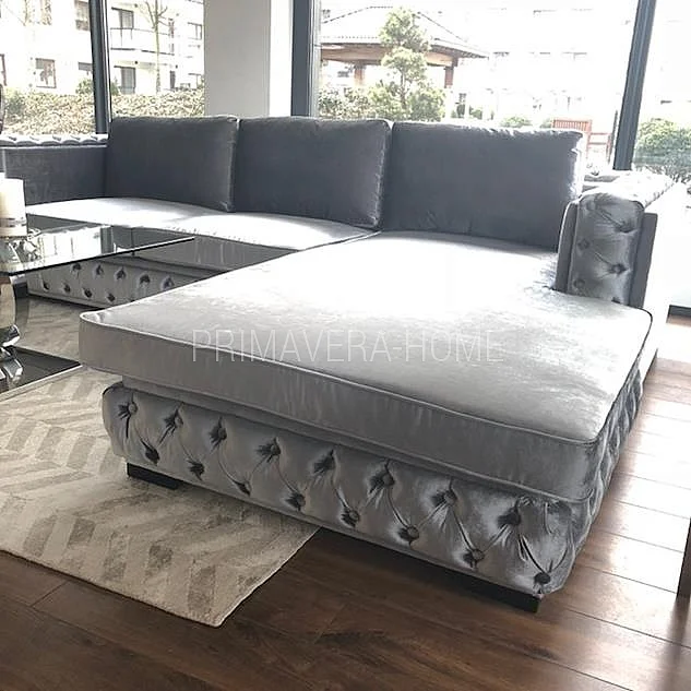sofa narożna glamour tkanina welwetowa