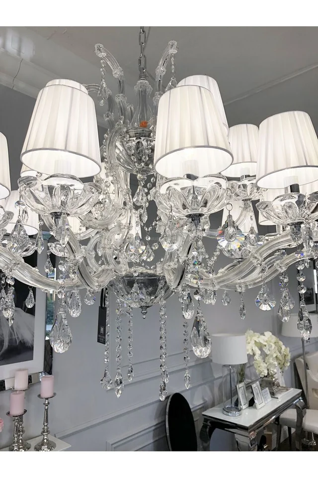 Lampa Wisząca Żyrandol glamour srebrny chrom