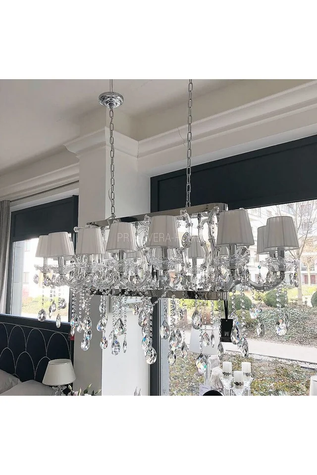 Glamour lampa wisząca pałacowy żyrandol srebrny