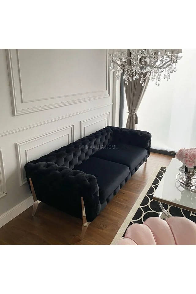 sofa glamour klasyczna czarna srebrna nowoczesna