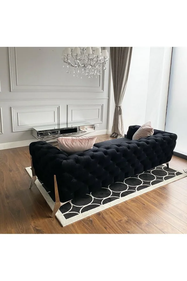 sofa glamour klasyczna czarna srebrna nowoczesna