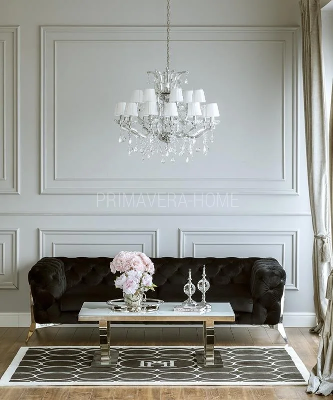 sofa glamour klasyczna czarna srebrna nowoczesna