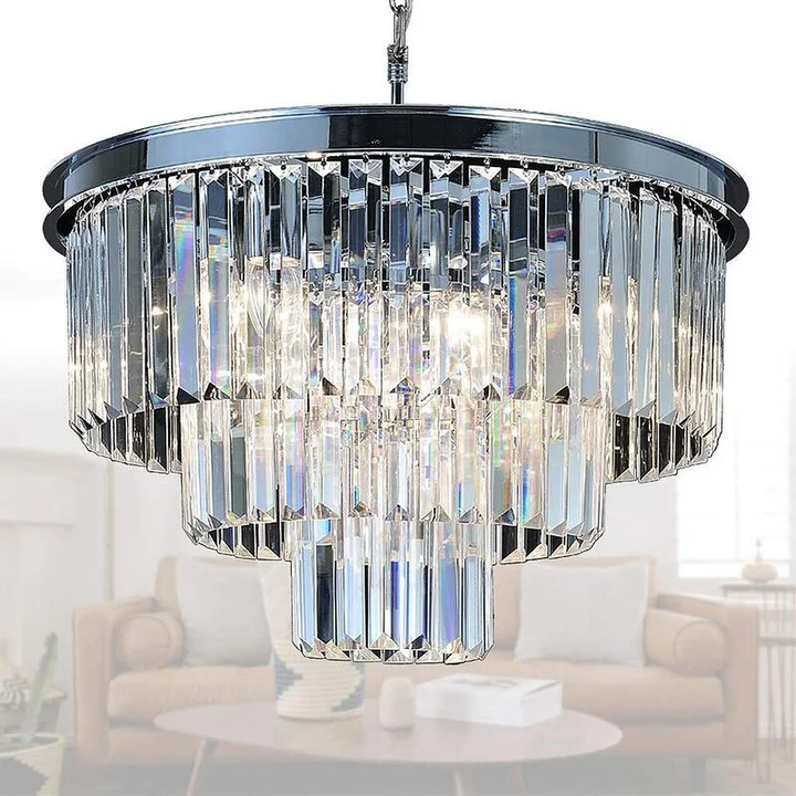 Luksusowa lampa wisząca GLAMOUR S Ø50cm - stal nierdzewna i szkło kryształowe