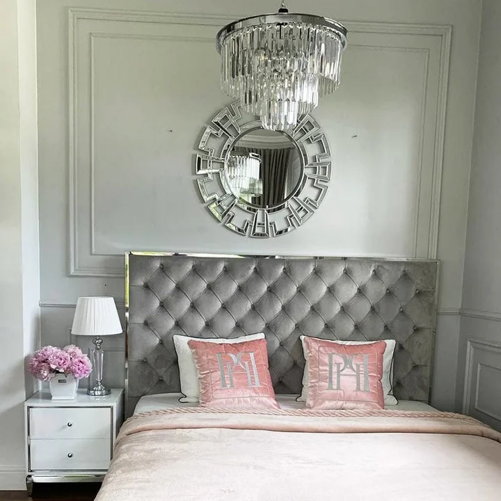 Żyrandol glamour srbrny lampa wisząca z kryształami