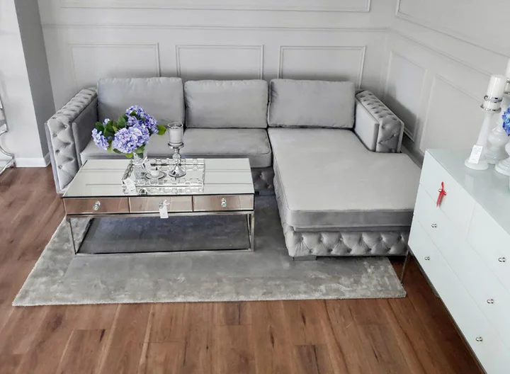 sofa narożna glamour do salonu