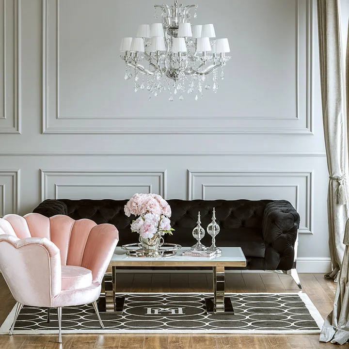 sofa glamour klasyczna czarna srebrna nowoczesna